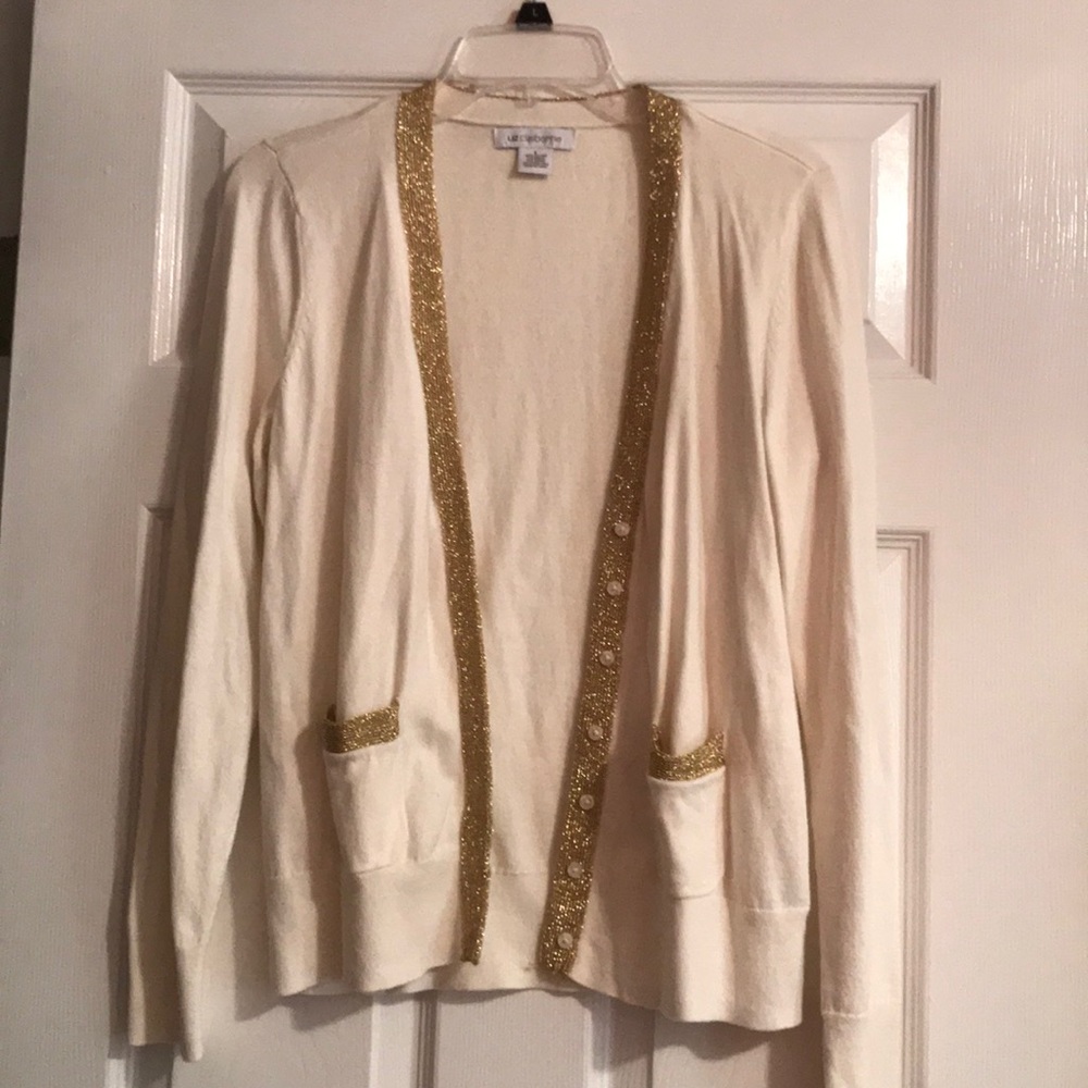 White and Gold Long Sleeve Sweater